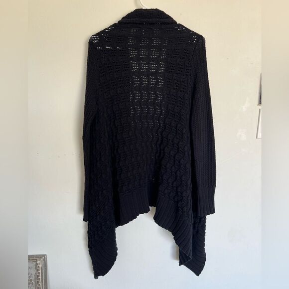 Lucky Brand Chunky Open Knit Cardigan Sweater oversized black size Small - Picture 5 of 5